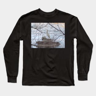 Obscurity by a Tree of the Great Blue Heron Long Sleeve T-Shirt